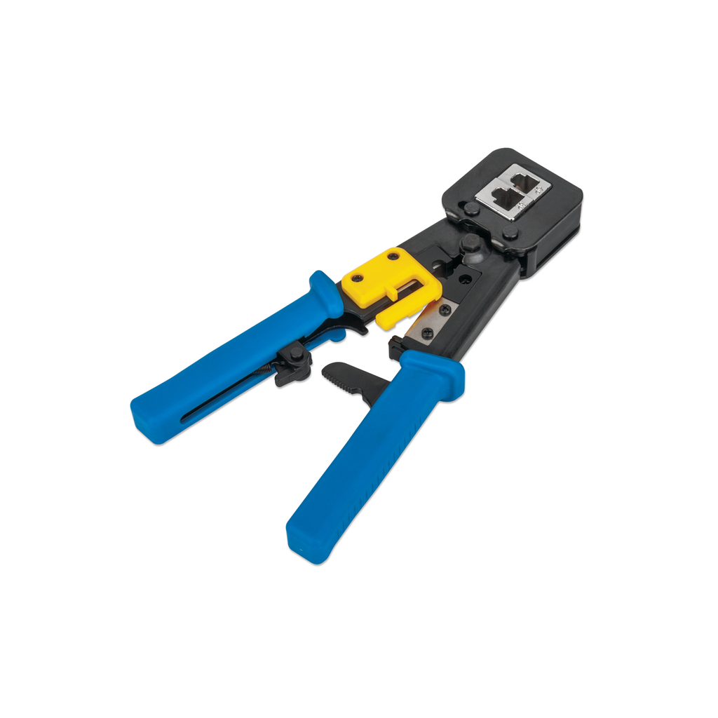 Pinza a crimpare per connettori Plug RJ45 con taglierina per connettori RJ45 passanti
